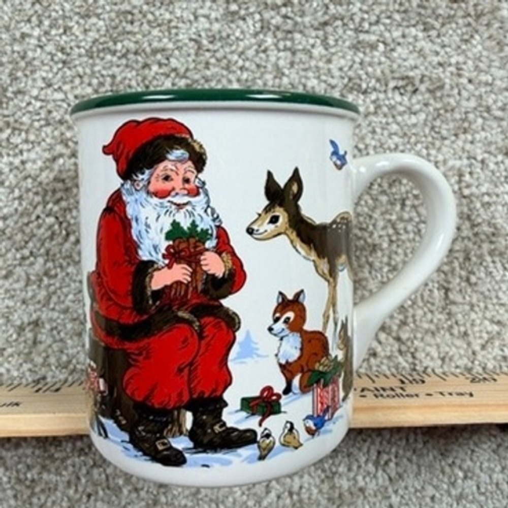 Vintage 1991 Potpourri Press Forest Friend Santa Christmas Mug 9oz with Box